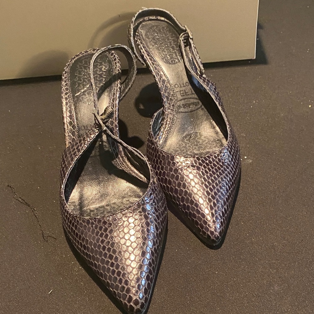 Talbots Textured Black Slingback Heels